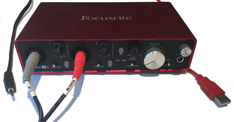 focusrite scarlett 2i2 only recording mono